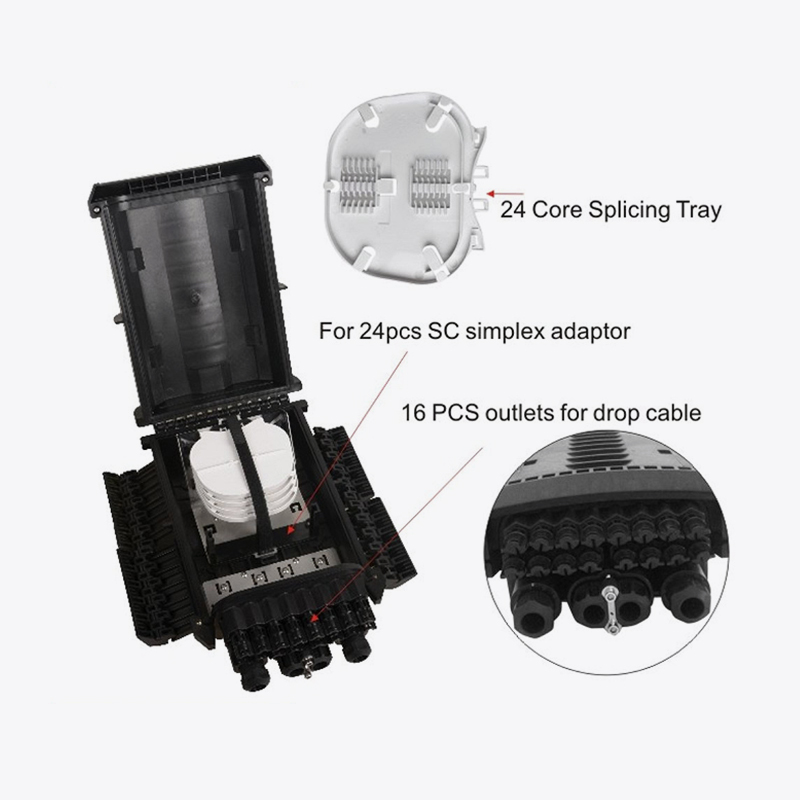 T6-088-A 96 Core Fiber Optic Splice Closure/ 16 Core FTTH Box